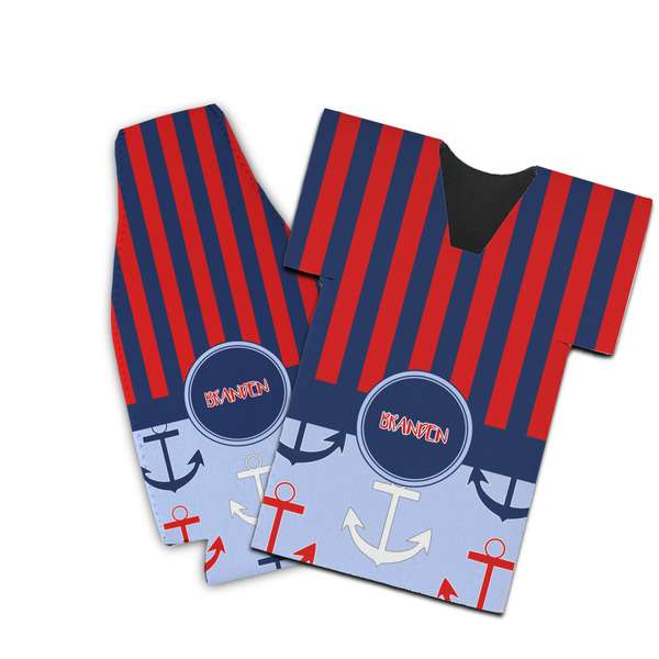 Custom Classic Anchor & Stripes Bottle Cooler (Personalized)