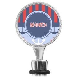 Classic Anchor & Stripes Wine Bottle Stopper (Personalized)