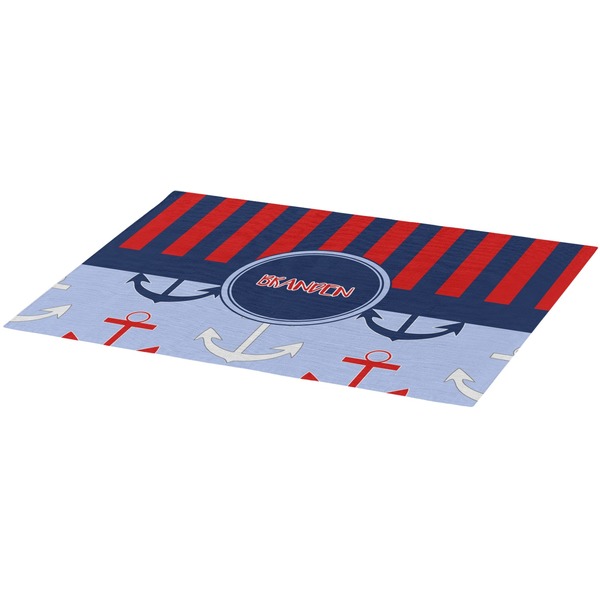 Classic Anchor & Stripes Burlap Placemat (Angle View)