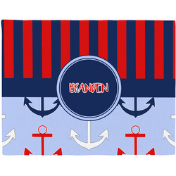 Classic Anchor & Stripes Woven Fabric Placemat - Twill w/ Name or Text