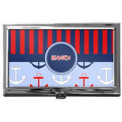 Classic Anchor & Stripes Business Card Case