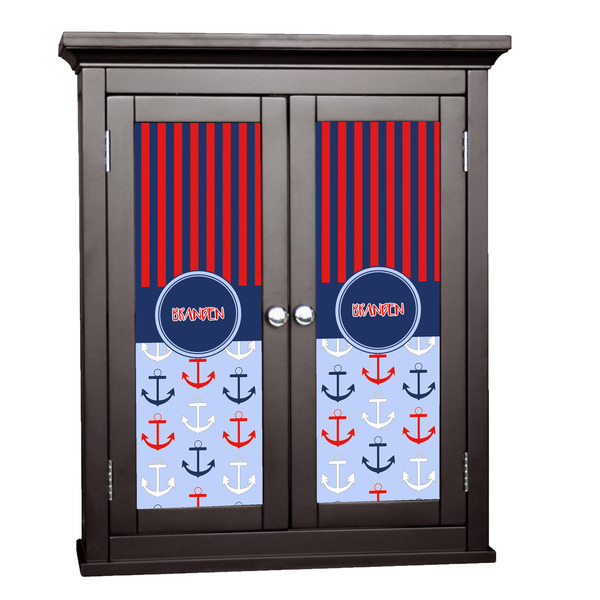 Custom Classic Anchor & Stripes Cabinet Decal - Large w/ Name or Text