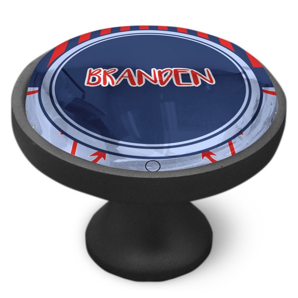 Classic Anchor & Stripes Cabinet Knob - Black - Side