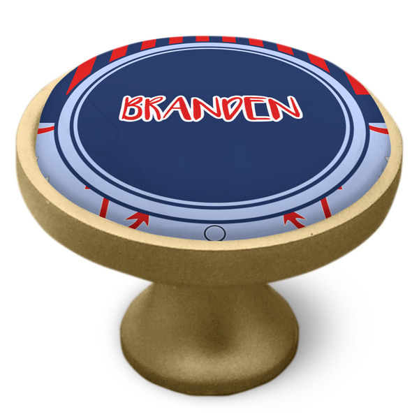 Classic Anchor & Stripes Cabinet Knob - Gold - Side