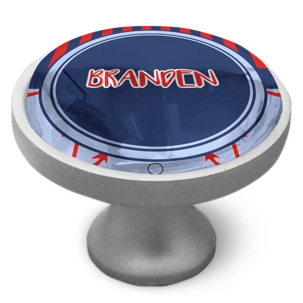 Classic Anchor & Stripes Cabinet Knob - Nickel - Side