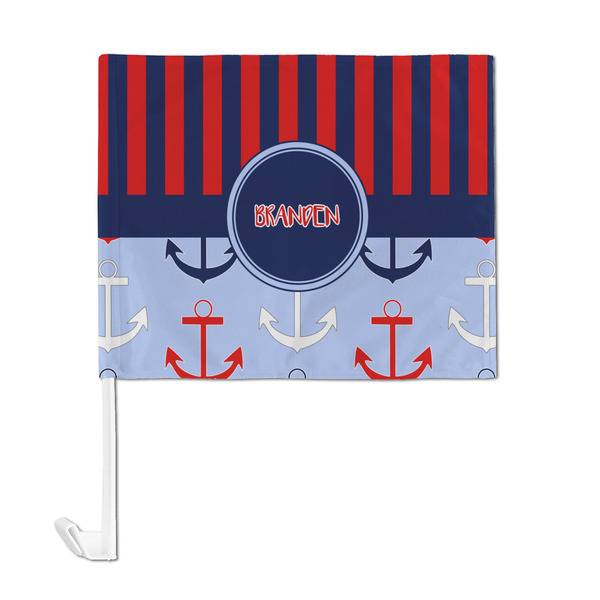 Classic Anchor & Stripes Car Flag - Large - FRONT