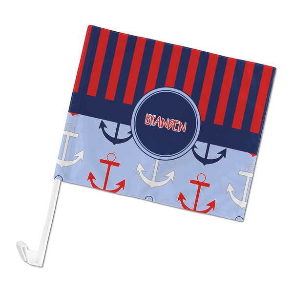 Custom Classic Anchor & Stripes Car Flag - Large (Personalized)