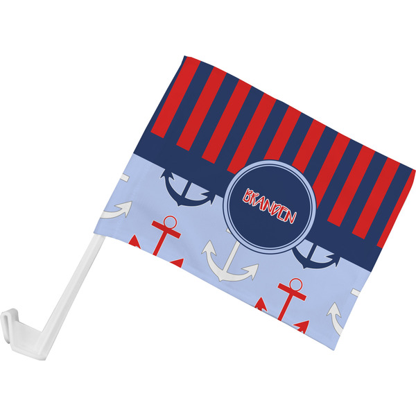 Custom Classic Anchor & Stripes Car Flag - Small w/ Name or Text