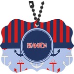 Classic Anchor & Stripes Rear View Mirror Charm (Personalized)