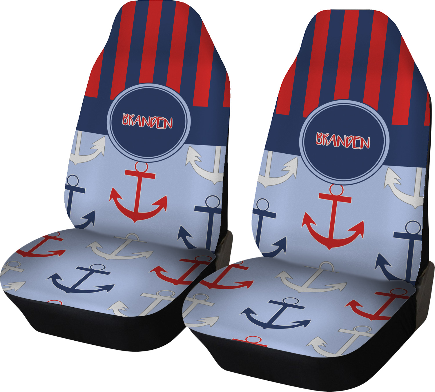Classic Anchor & Stripes Car Seat Covers (Set of Two) (Personalized