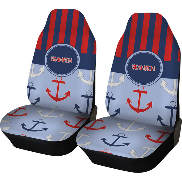 Custom Classic Anchor & Stripes Car Seat Covers (Set of Two) (Personalized)