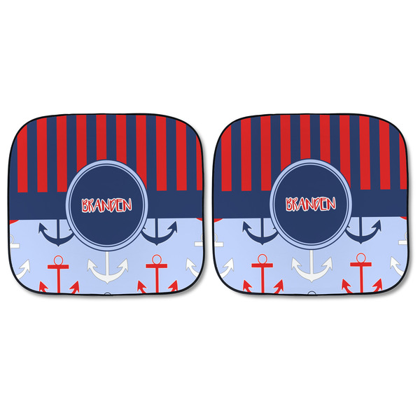 Classic Anchor & Stripes Car Sun Shades - FRONT