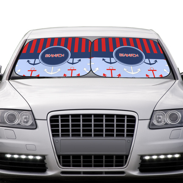 Classic Anchor & Stripes Car Sun Shades - IN CONTEXT