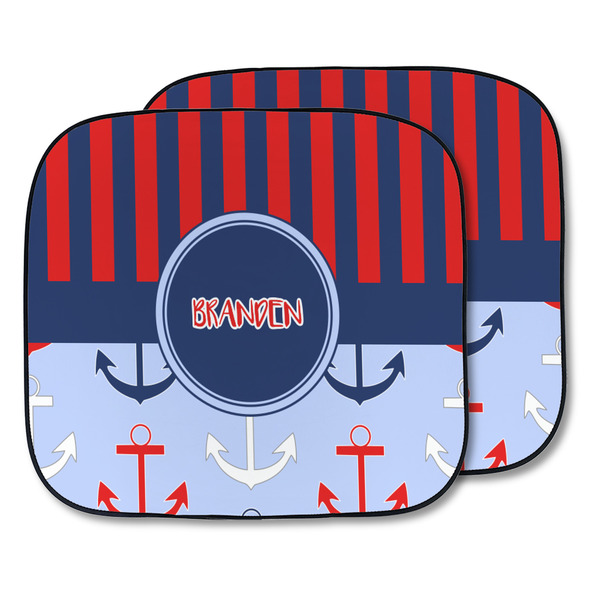 Custom Classic Anchor & Stripes Car Sun Shade - Two Piece (Personalized)