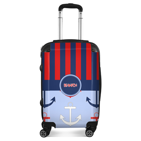 Custom Classic Anchor & Stripes Suitcase - 20" Carry On (Personalized)
