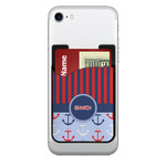 Classic Anchor & Stripes 2-in-1 Cell Phone Credit Card Holder & Screen Cleaner (Personalized)