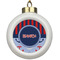 Classic Anchor & Stripes Ceramic Ball Ornament (Personalized)