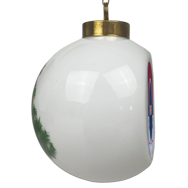 Classic Anchor & Stripes Ceramic Christmas Ornament - Xmas Tree (Side View)