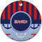 Classic Anchor & Stripes Round Ceramic Ornament w/ Name or Text