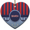 Classic Anchor & Stripes Ceramic Flat Ornament - Heart (Front)