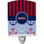 Classic Anchor & Stripes Ceramic Night Light w/ Name or Text