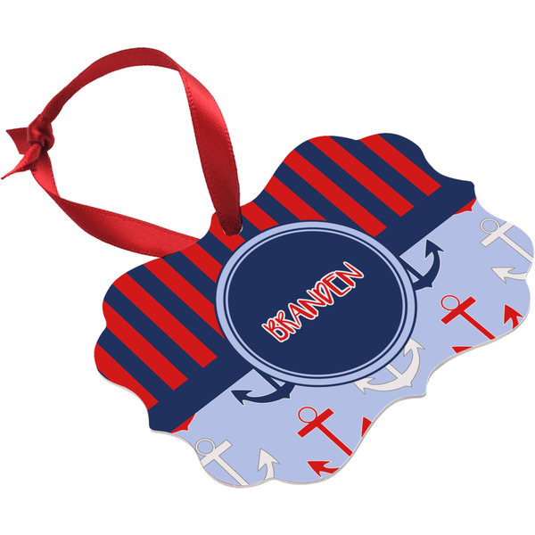 Classic Anchor & Stripes Christmas Ornament