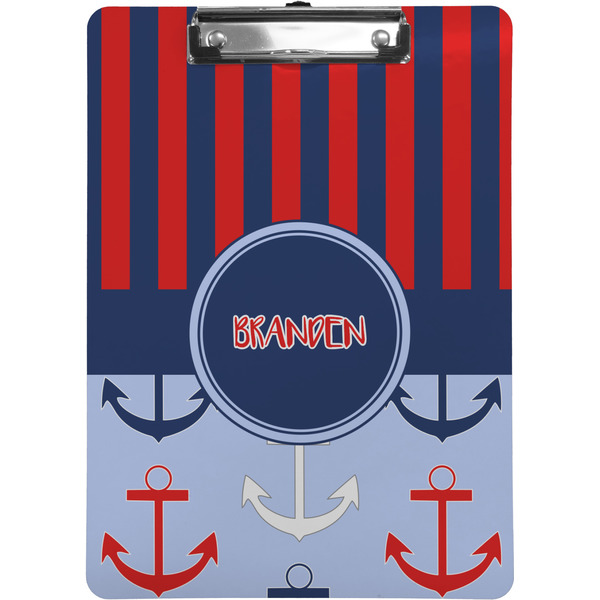 Custom Classic Anchor & Stripes Clipboard (Letter Size) w/ Name or Text