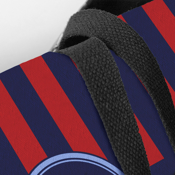 Classic Anchor & Stripes Closeup of Tote w/Black Handles