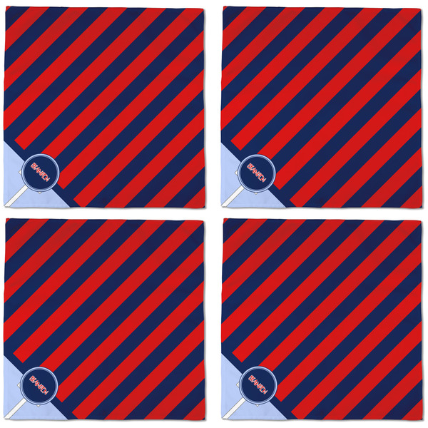 Classic Anchor & Stripes Cloth Napkins - Personalized Dinner (APPROVAL) Set of 4