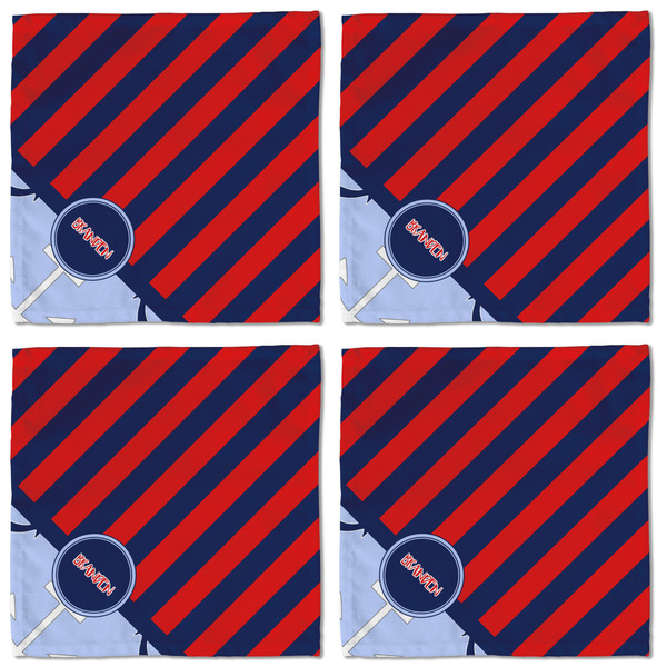 Classic Anchor & Stripes Cloth Napkins - Personalized Lunch (APPROVAL) Set of 4