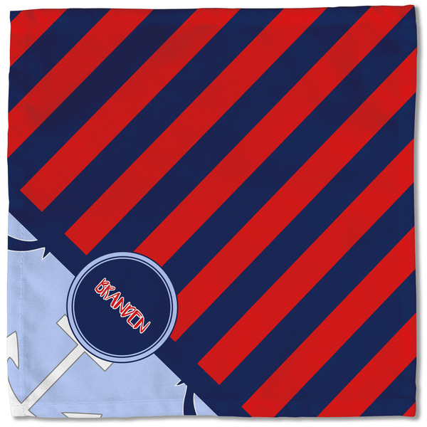 Classic Anchor & Stripes Cloth Napkins - Personalized Lunch (Single Full Open)