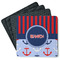 Classic Anchor & Stripes Square Rubber Backed Coasters - Set of 4 (Personalized)