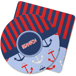 Classic Anchor & Stripes Rubber Backed Coaster (Personalized)
