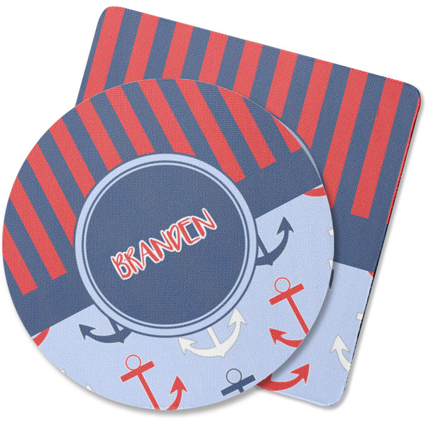 Custom Classic Anchor & Stripes Rubber Backed Coaster (Personalized)