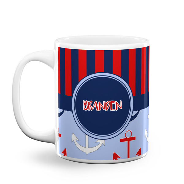 Custom Classic Anchor & Stripes Coffee Mug (Personalized)