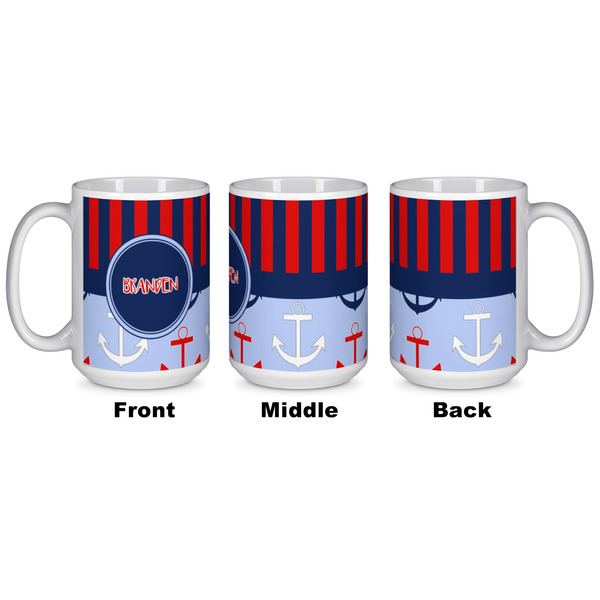 Classic Anchor & Stripes Coffee Mug - 15 oz - White APPROVAL