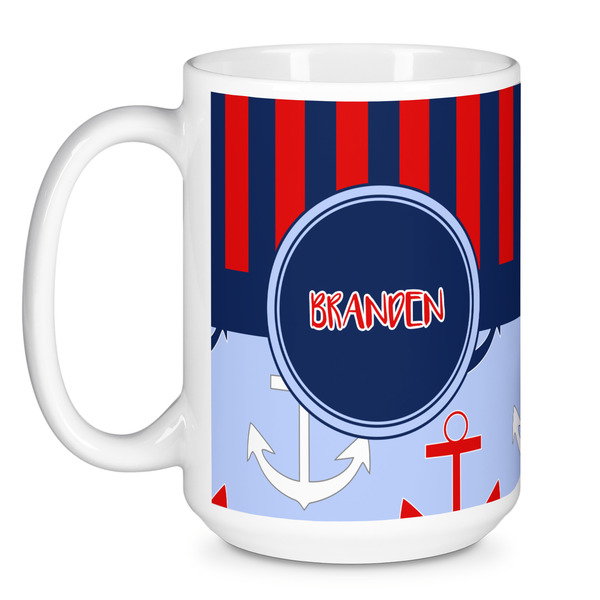 Classic Anchor & Stripes Coffee Mug - 15 oz - White
