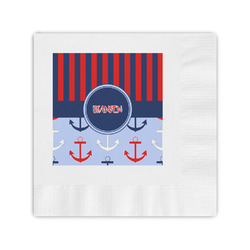 Classic Anchor & Stripes Coined Cocktail Napkins (Personalized)