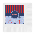 Classic Anchor & Stripes Embossed Decorative Napkins (Personalized)