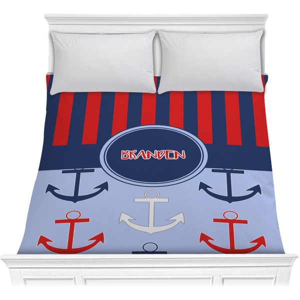 Custom Classic Anchor & Stripes Comforter - Full / Queen (Personalized)