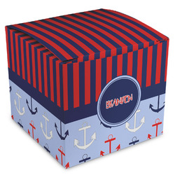 Classic Anchor & Stripes Cube Favor Gift Boxes (Personalized)