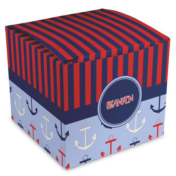 Custom Classic Anchor & Stripes Cube Favor Gift Boxes (Personalized)