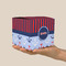 Classic Anchor & Stripes Cube Favor Gift Box - On Hand - Scale View