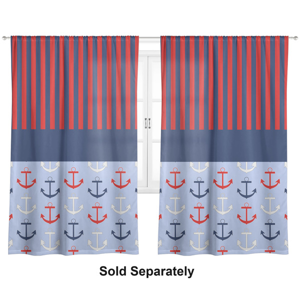 Classic Anchor & Stripes Curtains Double