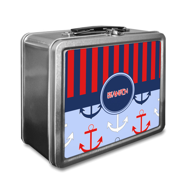 Custom Classic Anchor & Stripes Lunch Box w/ Name or Text
