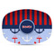 Classic Anchor & Stripes Plastic Platter - Microwave & Oven Safe Composite Polymer (Personalized)