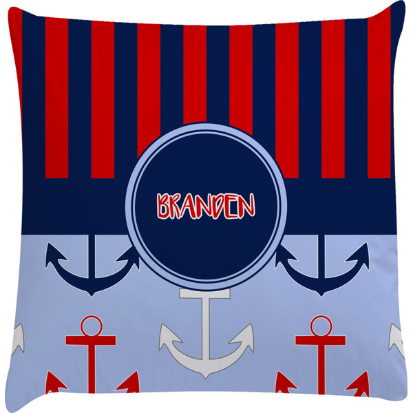 Custom Classic Anchor & Stripes Decorative Pillow Case w/ Name or Text