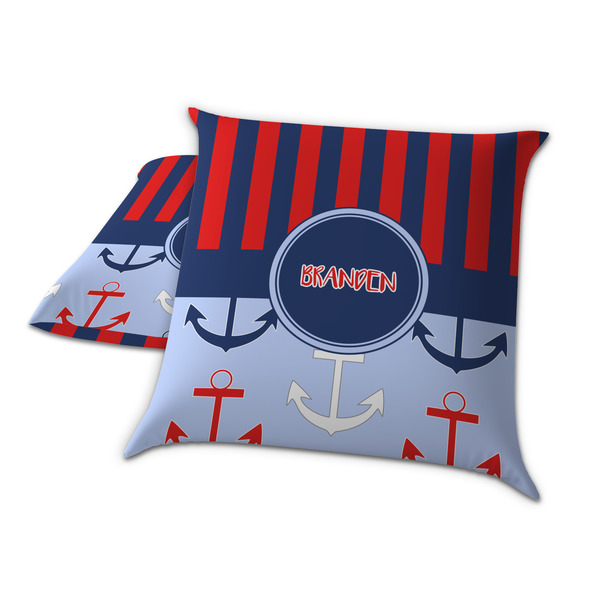 Classic Anchor & Stripes Decorative Pillow Case - TWO