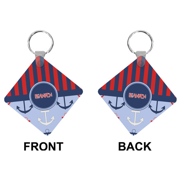 Classic Anchor & Stripes Diamond Keychain (Front + Back)