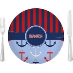 Classic Anchor & Stripes 10" Glass Lunch / Dinner Plates - Single or Set (Personalized)